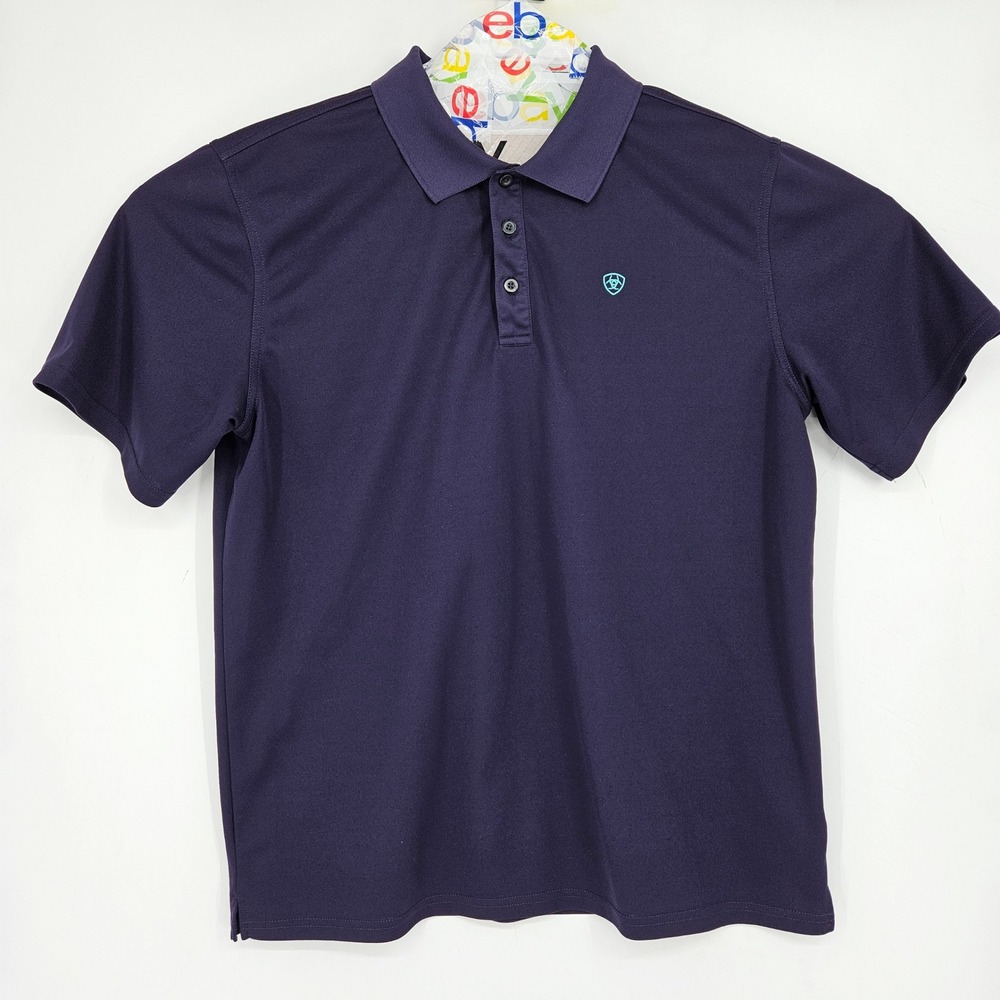 Ariat Tek Shirt Mens Large Polo Heat Series Performance Purple Short Sleeve